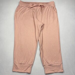 GapFit Capri Joggers Womens Large Pink Dust Brushed Tech Jersey Crop Pants